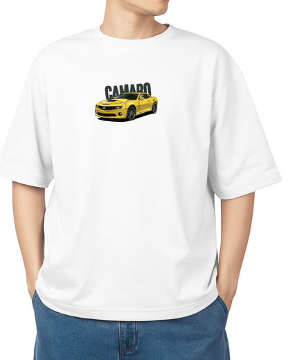 Unisex Minimal Design Oversized T-Shirt – White | Dodge Camaro