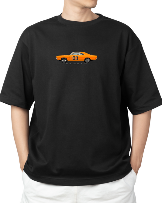 Unisex Minimal Design Oversized T-Shirt – Black | Dodge Charger R/T
