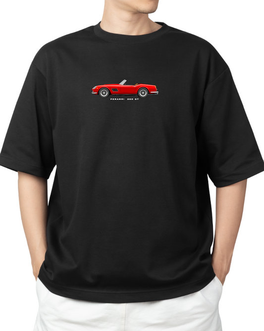 Unisex Minimal Design Oversized T-Shirt – Black | Ferrari 250 GT