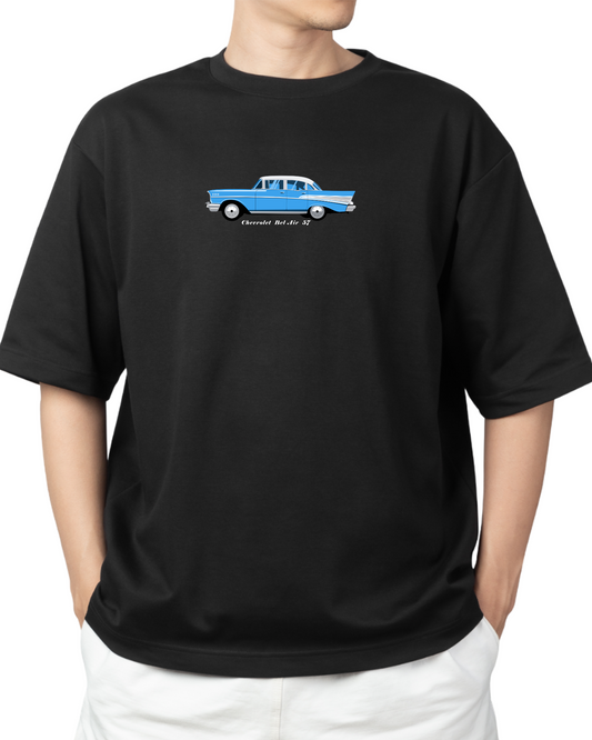 Unisex Minimal Design Oversized T-Shirt – Black | Chevrolet Bel Air