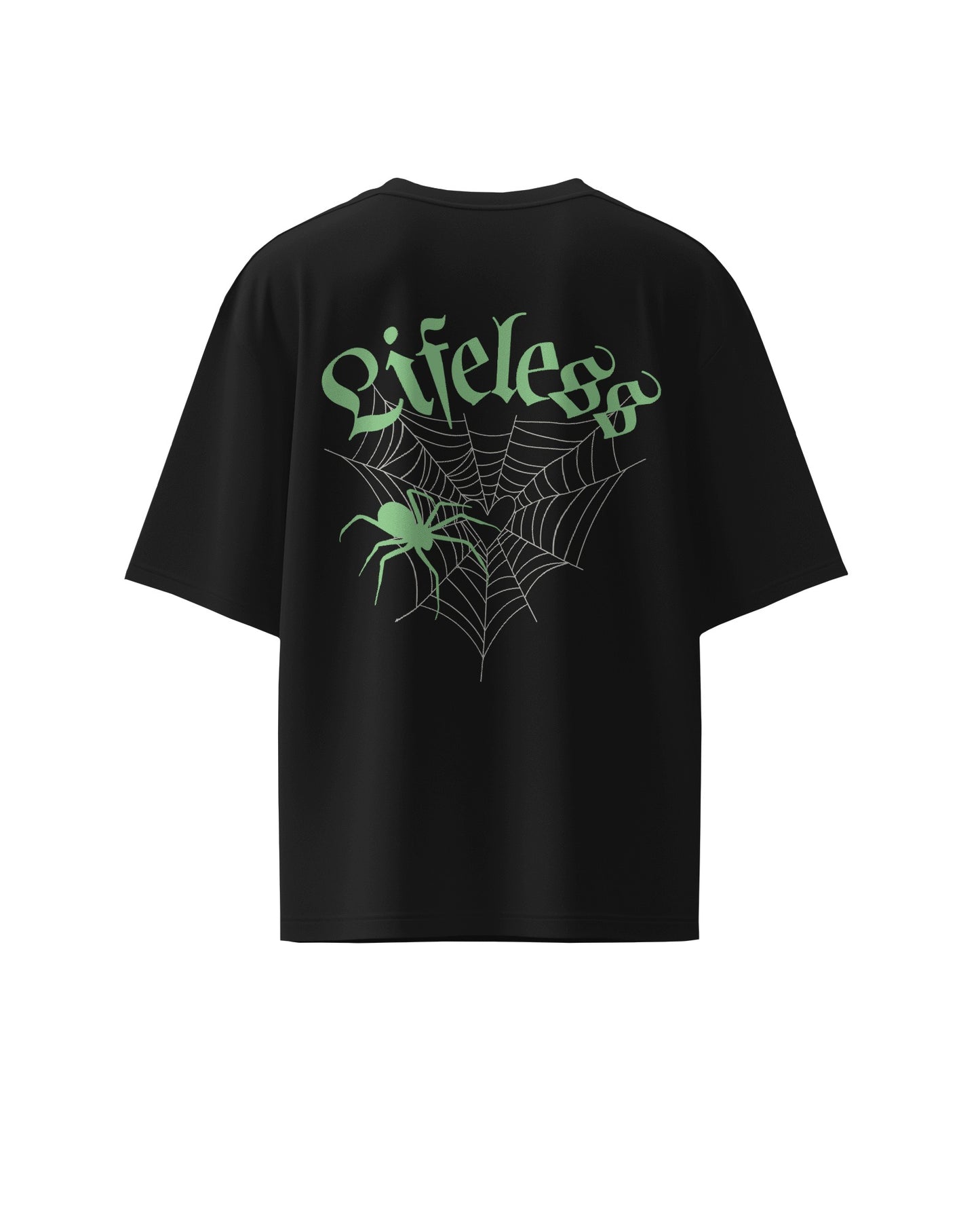 Unisex Oversized Graphic T-Shirt – Black | Lifeless Spider Web Print