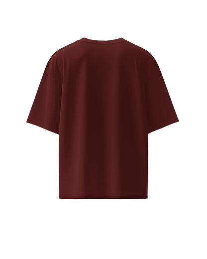 Unisex Oversized Plain T-Shirt – Maroon | Minimalist Casual Streetwear Essential