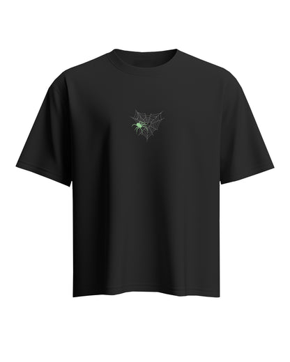 Unisex Oversized Graphic T-Shirt – Black | Lifeless Spider Web Print