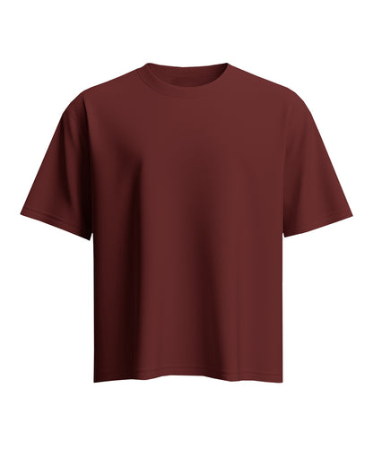 Unisex Oversized Plain T-Shirt – Maroon | Minimalist Casual Streetwear Essential